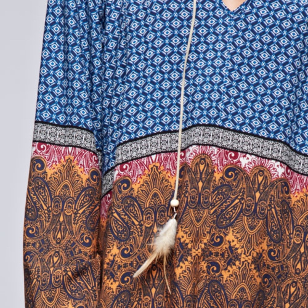 NWT Lovestitch Boho Feather Tassel Top - Picture 6 of 6